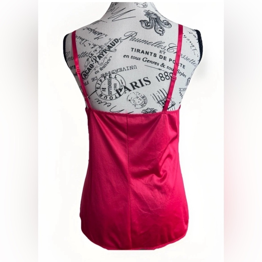 vintage 80 vanity fair red lace slip top women’s size 34 - Picture 5 of 6